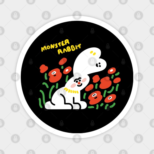 Monster Rabbit and Smile Flowers Magnet by Aiko Tsui